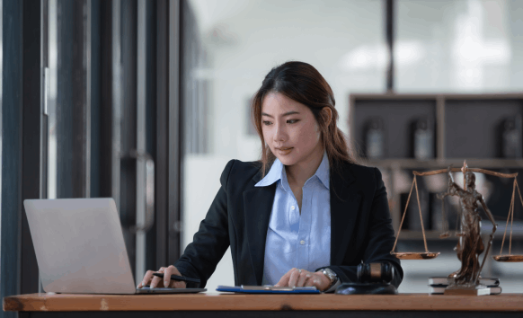 Lawyer using legal document translation services to translate court filings in New York, ensuring accuracy.